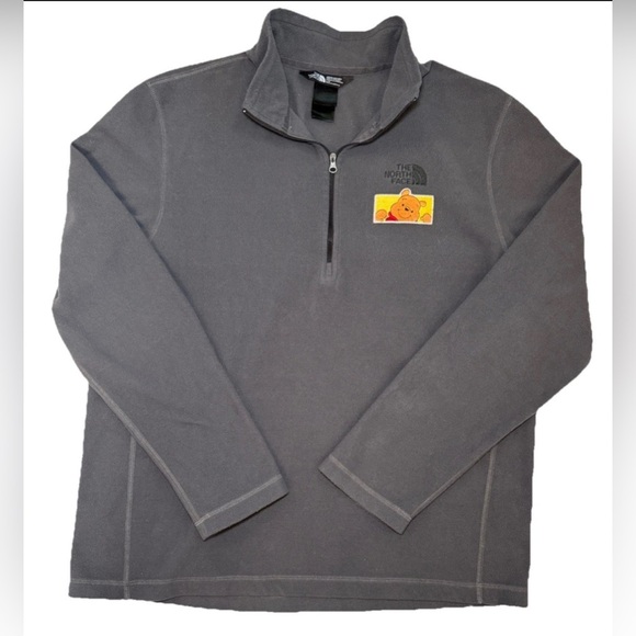 The North Face 1/4 Zip Fleece Pullover Mens Large Gray Winnie The Pooh READ - Picture 2 of 5